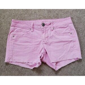 American Eagle Women's Corduroy Shorts Stretch Raw Hem Pink Size 4